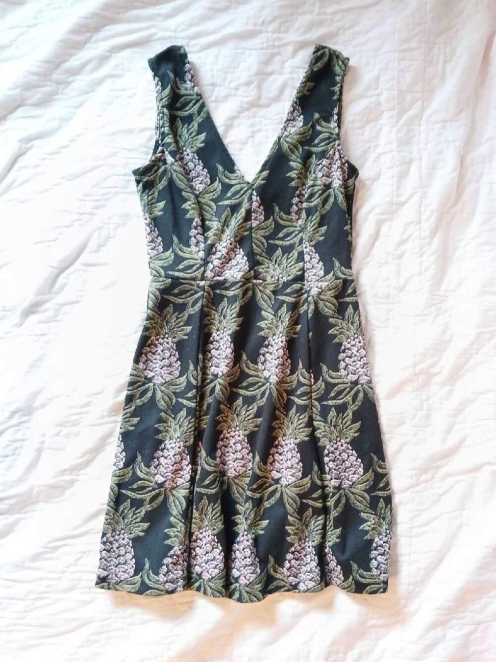H&M Divided Sleeveless Pineapple Print Skater Dress Swing Style